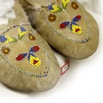 Woodland style beaded leather moccasins.